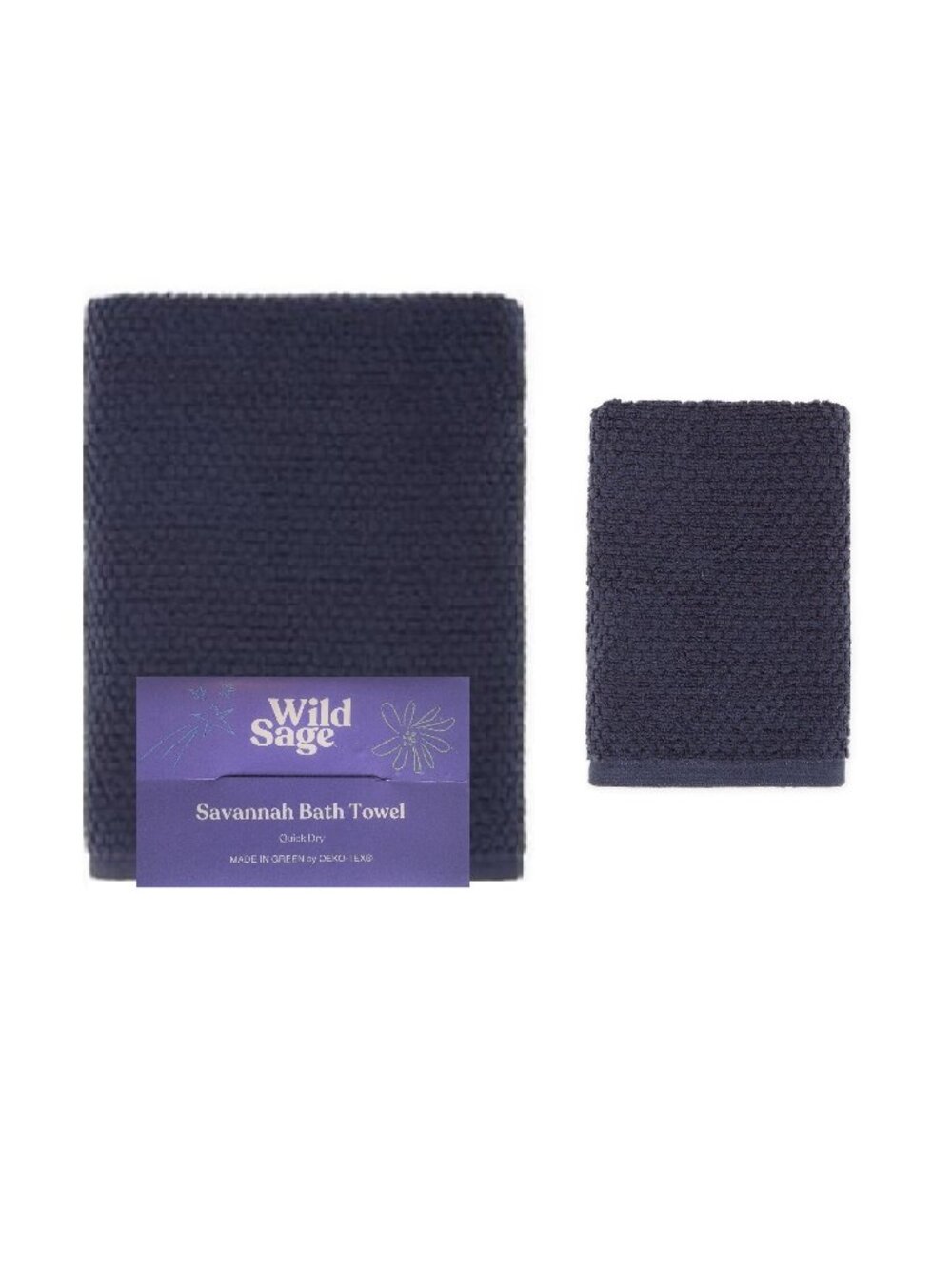 new BIJOU BLUE Wild Sage Savannah 90% Cotton Towel Set = 1 BATH + 1 HAND